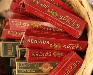 Vintage Ben Hur spices, soaps, tins