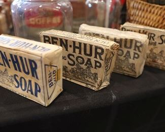 Vintage Ben Hur spices, soaps, tins