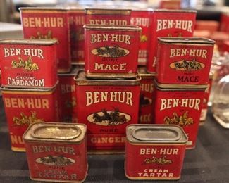 Vintage Ben Hur spices, soaps, tins