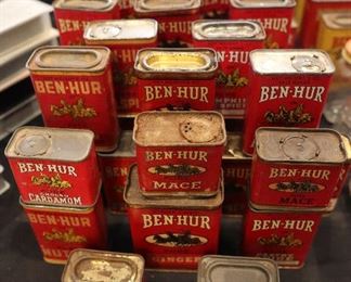 Vintage Ben Hur spices, soaps, tins