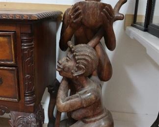 Vintage carved wooden African statue