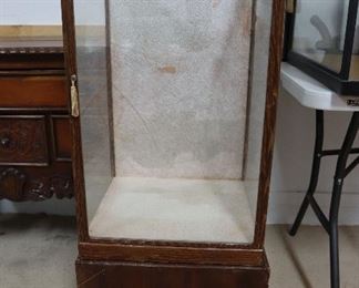 Vintage wooden large glass vertical display case