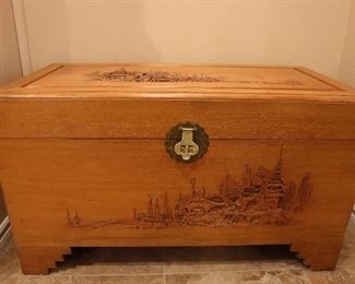 Chinese carved cedar chest