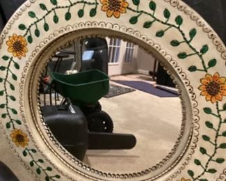 Authentic Made in Mexico Metal Hand Painted Mirror 