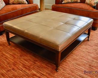 Michael Weiss square leather ottoman on casters