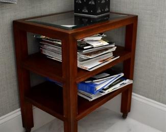 Tiered side table on casters