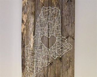Maine string art on driftwood