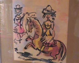 Picasso-style art by Etienne Ret.  Etienne Ret was born in Bourbonnais, France on Jan. 6, 1900. Ret graduated from the College of Mesnieres and completed military service in 1924. He then began formal art training in Paris in the ateliers of Maurice Denis and Georges Desvallieres, and at Ecole des Beaux Arts and Ecole des Arts Décoratifs. He exhibited his original paintings, etchings and lithographs with the Societe des Independants, in Paris.