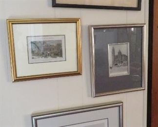 One of many original etchings and prints of local historical sites - The missions, San Antonio maps, etc