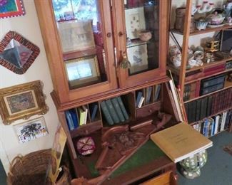 Crown on desktop sits atop Eastlake secretary but ceilings are too low - this is why this beauty lived in storage for a time!