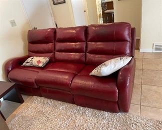 Red leather sofa 