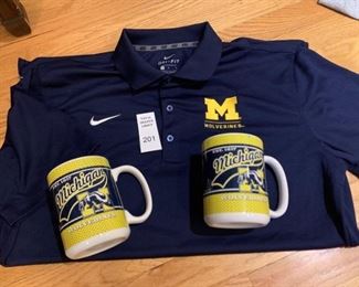 Michigan Wolverines Polo and Coffee Cups