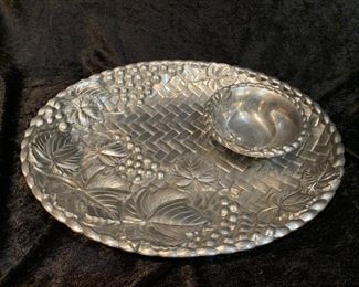 Lenox Dining Pewter Platter and Footed Bowl