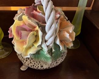 Capodimonte Italy floral basket