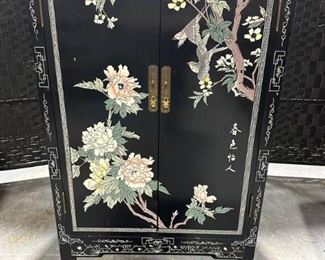 Beautiful Asian Carved Detail Storage Cabinet