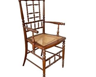 Lot 008
Antique Bobbin Style Spindle, Cane Woven Seat Arm Chair