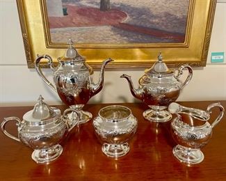 Gorham Sterling Silver 5 Piece Set in Puritan Pattern...Hand Chased