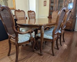 Dining Table 67 x 44 1/2 plus 16" Leaf with 6 Chairs