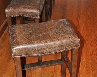 Set of Four Manchester Backless Leather 26" Counter Stools by Pottery Barn