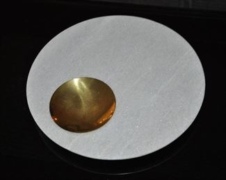 Tom Dixon Stone Serving Board with Removable Gold Insert.  Stunning Piece! 