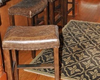 Set of Four Manchester Backless Leather 26" Counter Stools by Pottery Barn