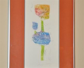 Mid Century  "Lazy Daisy" Artist Signed and Numbered 81/100,  13" x 21.5" 