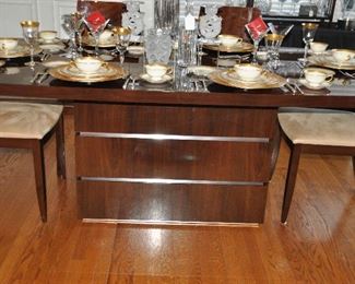 Fabulous Walnut High Gloss and Polished Chrome Base on the Dining Table!