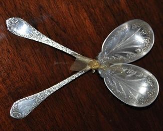 Gorgeous Art Nouveau English Serving Spoons