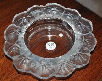Lalique Crystal "Honfleur" Small Bowl, 8.5"w 