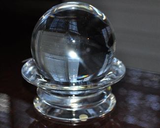 Rare Baccarat Signed 2 Piece Sirius Crystal Ball on Crystal Holder