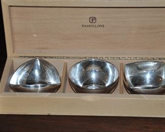 Stunning Set of 3 Sterling Silver 2.75" Bowl Set in Box by Pampaloni 