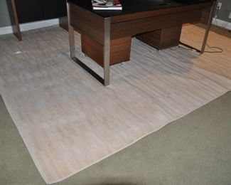 Wonderful Textured Ivory 100% Wool Carpet Rug, 10' x 14'1"