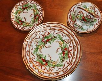 RARE!!!! Tiffany Holiday by Tiffany & Co., Service for Eight, 6 Piece Place Setting! Includes Dinner Plate, Luncheon, Soup, Bread & Butter and Cup and Saucer. Also Available are the Coffee Pot, the Tea Pot, Creamer, Sugar, Salt and Pepper Shakers!