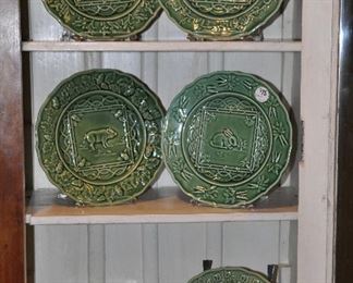 Wonderful Bordallo Decorative Plates Including a Bunny, a Rooster, a Cow, a Pig and a Lamb as well as a 8" Bunny Cake Plate 