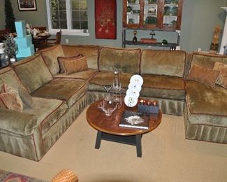Gorgeous Bennett Roll-Arm Four-Piece Sectional with Chaise by Ethan Allen, 115" w x 92" w x 37" d x 58" d (chaise) x 37" h