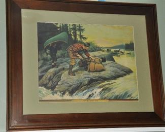 Vintage Wood Framed & Matted, “Their Lucky Day” Signed Philip R Goedwin 32.5”x26.5”