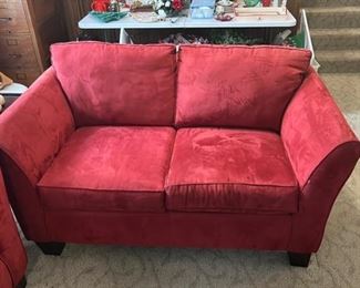Microfiber red couch 
