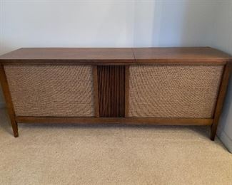 #5 Philco stereo solid state high fidelity mid century console stereo turntable and radio works 59x16x23 $200.00