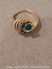 wbeautiful 14k gold emerald ring with diamond accents3011 t