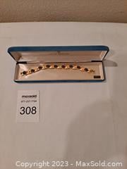 wtrifari goldplate satin ribbon amethystpurple rhinestone birthstone bracelet3081 t