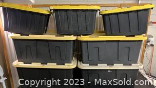 w4 27 gallon and 3 12 gallon yellow top containers with lids4321 t