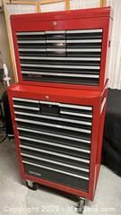 wcraftsman rolling toolbox with additional toolbox on top tools and parts included4061 t