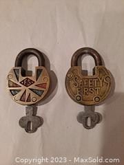 wvintage sf and safety first brass padlock with keys3201 t