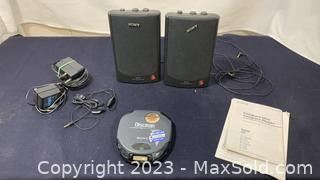 wsony discman and speakers4211 t
