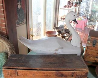 Folk Art Hand Carved Swan