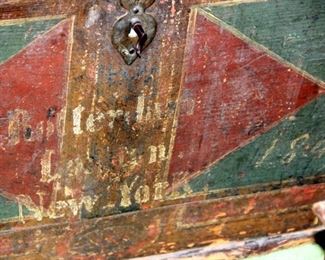 Painted Wooden Steamer Trunk Dated 1840