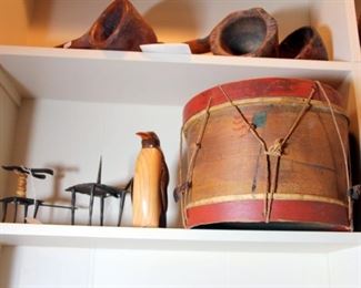 Early 18th c. Taper Sticks, Antique Drum