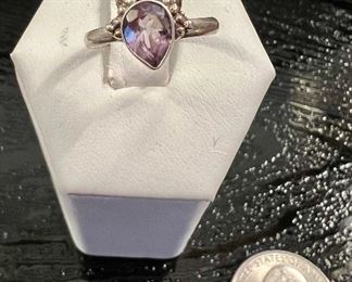 925 Sterling Ring with Amethyst- $15