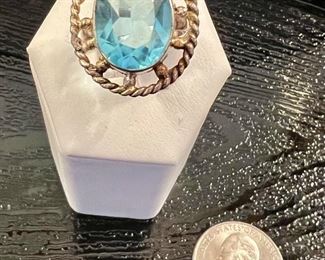 925 Sterling and Blue Topaz Ring- $22