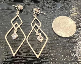 925 Sterling Earrings with cz's- $25